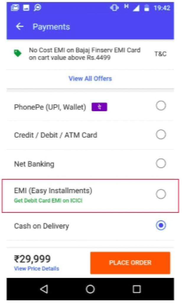 Mobile on EMI without Credit Card Options at Amazon and Flipkart