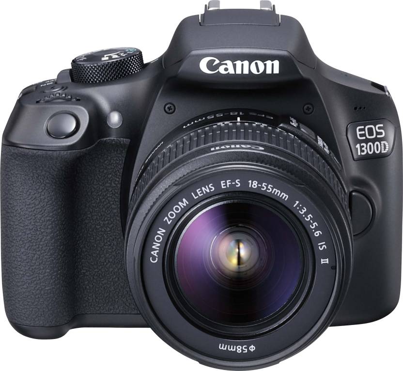 Canon EOS 1300D DSLR Camera Body with Single Lens: EF-S 18-55 IS II (16 GB SD Card + Carry Case) (Black)
