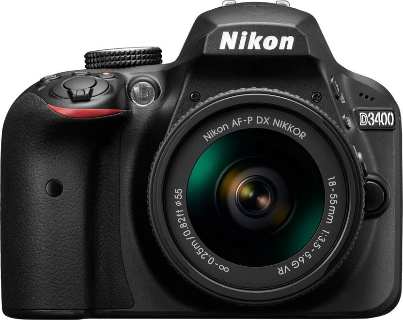 Nikon D3400 DSLR Camera Body with Single Lens: AF-P DX NIKKOR 18-55 mm f/3.5-5.6G VR Kit (16 GB SD Card + Camera Bag) (Black)