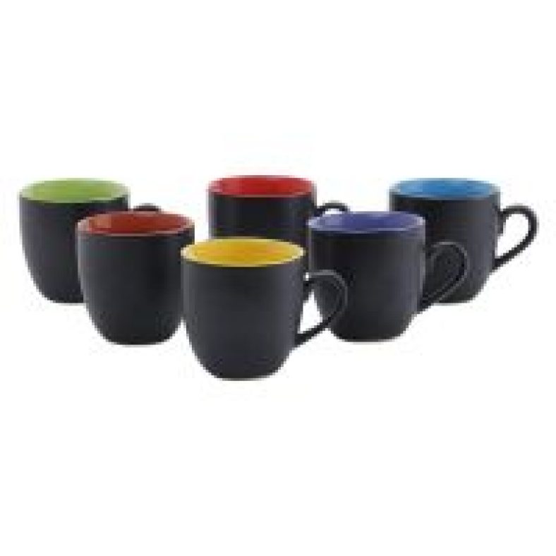 73% OFF: Befinitive Ceramic Tea and Coffee Cute Cup/Mugs Set – 6 Pieces,130 ml (Matt Black Multi Colour)