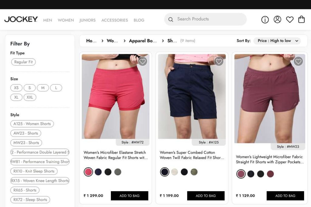 Women's shorts starting from 679