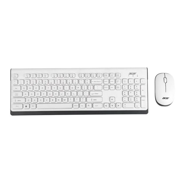 Acer Wireless Keyboard  Mouse Combo with Attractive Durable Design 2.4GHz Nano Receiver 10m Range Indian Rupee Key Code 1600 DPI 10M Keystrokes Life f