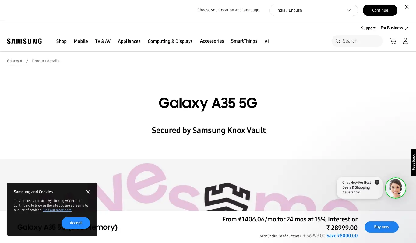 Samsung Galaxy A35 5G 8GB Memory Exchange Offer