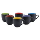 73% OFF: Befinitive Ceramic Tea and Coffee Cute Cup/Mugs Set – 6 Pieces,130 ml (Matt Black Multi Colour)