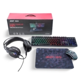 Acer 4 in 1 Wired Gaming Combo 7 Color LED Backlit Keyboard RGB Mouse (1200/1600/2400 DPI) Premium Gaming Headset (50mm Driver 120dB) with Mixed Light